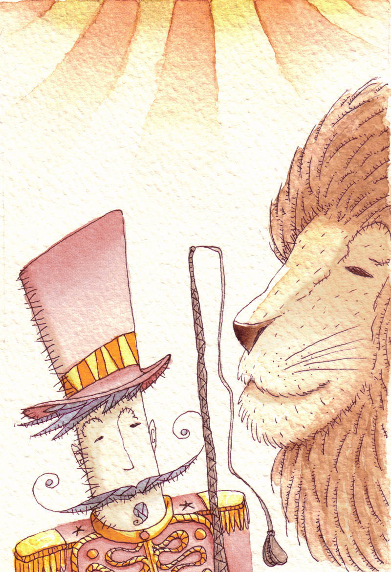 Illustratore Disegnatore Lorenzo Donati Natalori Milano ammaestratore circo leone frusta amicizia
